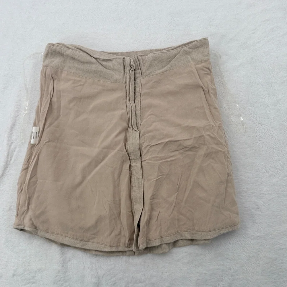 House CB Tayo Mini Skirt Women Small Beige Excellent Linen Ruched Button Front